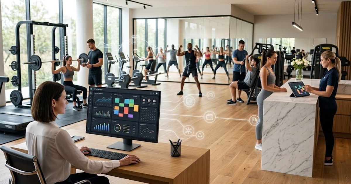 Trainer Scheduling Software dashboard with AI-powered trainer management, smart scheduling, attendance forecasting, and business analytics by Fitzpot.