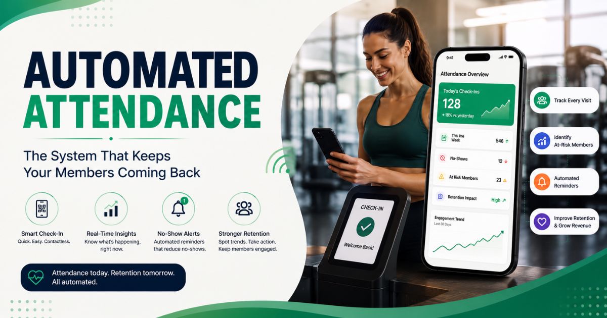 Gym members checking in with QR code for automated attendance